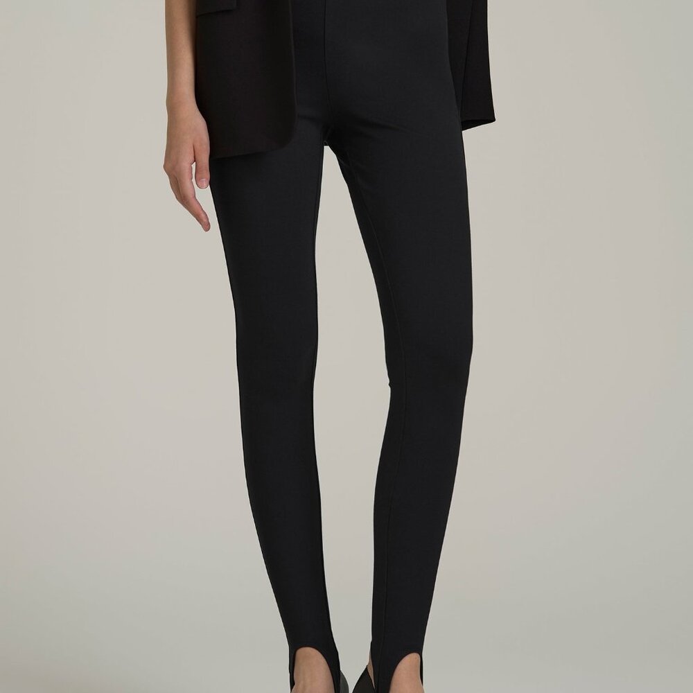 American Tall Soft Flex Ponte Stirrup Pants  for Tall Women in Black Size MM / T